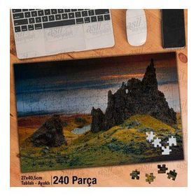 Asil Hobi Kayalıklar-Bulutlar-Sis-Doğa-Manzara Yapboz-Ayak Destekli Çerçeveli 240 Parça Puzzle