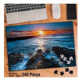 Asil Hobi Kayalıklar-Deniz-Gün Batımı-Manzara Yapboz-Ayak Destekli Çerçeveli 240 Parça Puzzle