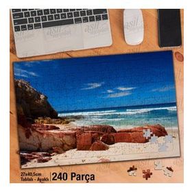 Asil Hobi Kayalıklar-Deniz-Sahil-Mavi-Doğa-Manzara-Yapboz-Ayak Destekli 240 Parça Puzzle