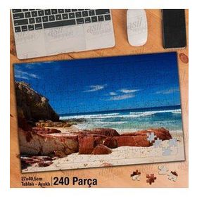 Asil Hobi Kayalıklar-Deniz-Sahil-Mavi-Doğa-Manzara-Yapboz-Ayak Destekli 240 Parça Puzzle
