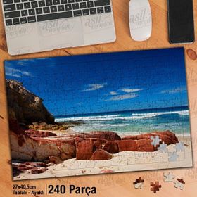 Asil Hobi Kayalıklar-Deniz-Sahil-Mavi-Doğa-Manzara-Yapboz-Ayak Destekli 240 Parça Puzzle