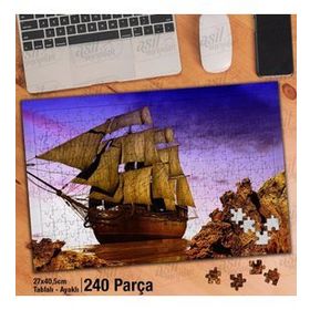 Asil Hobi Kayalıklar-Deniz-Tekne-Gemi-Yelken Yapboz-Ayak Destekli Çerçeveli 240 Parça Puzzle