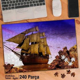 Asil Hobi Kayalıklar-Deniz-Tekne-Gemi-Yelken Yapboz-Ayak Destekli Çerçeveli 240 Parça Puzzle