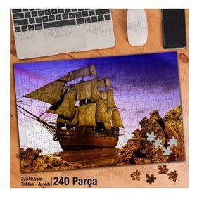 Asil Hobi Kayalıklar-Gemi-Yelken-Deniz Yapboz-Ayak Destekli Çerçeveli 240 Parça Puzzle