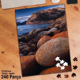 Asil Hobi Kayalıklar-Taşlar-Deniz-Doğa-Manzara Yapboz-Ayak Destekli Çerçeveli 240 Parça Puzzle