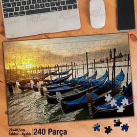 Asil Hobi Kayık-Gondol-Deniz-Kıyı-Manzara Yapboz-Ayak Destekli Çerçeveli 240 Parça Puzzle
