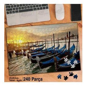 Asil Hobi Kayık-Gondol-Deniz-Kıyı-Manzara Yapboz-Ayak Destekli Çerçeveli 240 Parça Puzzle