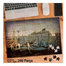 Asil Hobi Kayık-Sandal-Gemi-İskele-Deniz Yapboz-Ayak Destekli Çerçeveli 240 Parça Puzzle