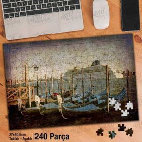 Asil Hobi Kayık-Sandal-Gemi-İskele-Deniz Yapboz-Ayak Destekli Çerçeveli 240 Parça Puzzle