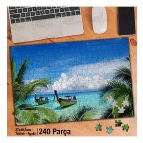 Asil Hobi Kayıklar-Ağaçlar-Deniz-Doğa-Manzara Yapboz-Ayak Destekli Çerçeveli 240 Parça Puzzle
