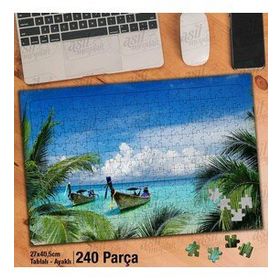 Asil Hobi Kayıklar-Ağaçlar-Deniz-Doğa-Manzara Yapboz-Ayak Destekli Çerçeveli 240 Parça Puzzle