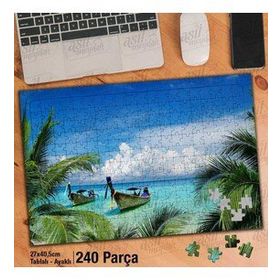 Asil Hobi Kayıklar-Ağaçlar-Deniz-Doğa-Manzara Yapboz-Ayak Destekli Çerçeveli 240 Parça Puzzle