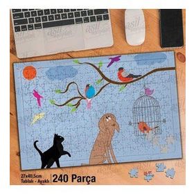 Asil Hobi Kedi Köpek-Kuş-Sevimli Hayvanlar Yapboz-Ayak Destekli Çerçeveli 240 Parça Puzzle