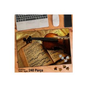 Asil Hobi Keman-Nota Defteri-Sanat-Müzik Yapboz-Ayak Destekli Çerçeveli 240 Parça Puzzle