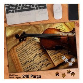 Asil Hobi Keman-Nota Defteri-Sanat-Müzik Yapboz-Ayak Destekli Çerçeveli 240 Parça Puzzle