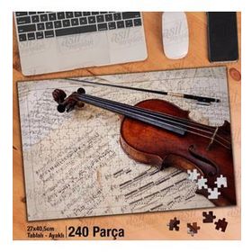 Asil Hobi Keman-Nota Kağıtları-Beste-Sanat Yapboz-Ayak Destekli Çerçeveli 240 Parça Puzzle