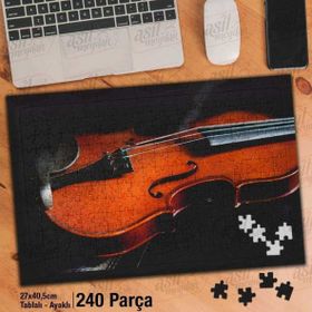 Asil Hobi Keman-Siyah Zemin-Sanat-Müzik Yapboz-Ayak Destekli Çerçeveli 240 Parça Puzzle