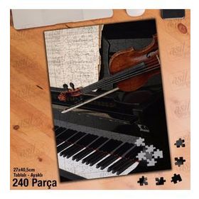 Asil Hobi Keman Ve Piyano-Müzik Yapboz-Ayak Destekli Çerçeveli 240 Parça Puzzle