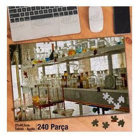 Asil Hobi Kimya-Laboratuvar-Simya-Deney Yapboz-Ayak Destekli Çerçeveli 240 Parça Puzzle