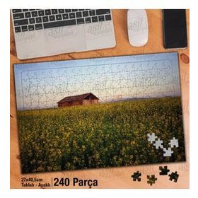 Asil Hobi Kır Çiçekleri-Ahşap Ev-Manzara-Doğa Yapboz-Ayak Destekli Çerçeveli 240 Parça Puzzle