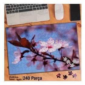Asil Hobi Kiraz Çiçeği-Kiraz Ağacı Çiçekleri Yapboz-Ayak Destekli Çerçeveli 240 Parça Puzzle