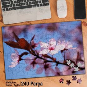 Asil Hobi Kiraz Çiçeği-Kiraz Ağacı Çiçekleri Yapboz-Ayak Destekli Çerçeveli 240 Parça Puzzle
