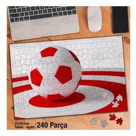 Asil Hobi Kırmızı Beyaz-Futbol Topu-Spor Yapboz-Ayak Destekli Çerçeveli 240 Parça Puzzle