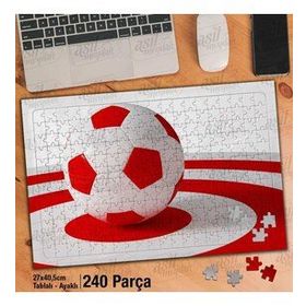 Asil Hobi Kırmızı Beyaz-Futbol Topu-Spor Yapboz-Ayak Destekli Çerçeveli 240 Parça Puzzle