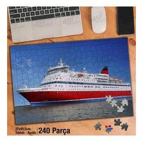 Asil Hobi Kırmızı Beyaz Gemi-Deniz-Gökyüzü Yapboz-Ayak Destekli Çerçeveli 240 Parça Puzzle