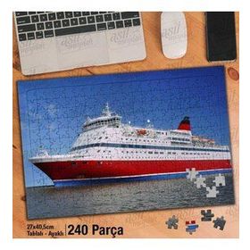 Asil Hobi Kırmızı Beyaz Gemi-Deniz-Gökyüzü Yapboz-Ayak Destekli Çerçeveli 240 Parça Puzzle