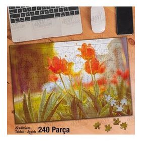 Asil Hobi Kırmızı Laleler-Peyzaj-Bitki-Naturel Yapboz-Ayak Destekli Çerçeveli 240 Parça Puzzle