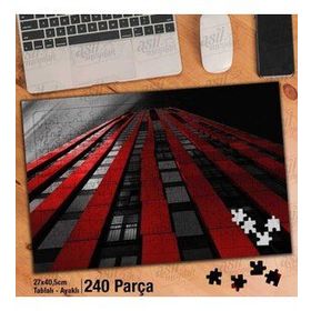 Asil Hobi Kırmızı Siyah Yüksek Bina-Mimari Yapboz-Ayak Destekli Çerçeveli 240 Parça Puzzle