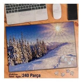 Asil Hobi Kış Güneşi-Kar-Mevsim-Doğa-Ağaçlar Yapboz-Ayak Destekli Çerçeveli 240 Parça Puzzle