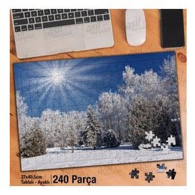 Asil Hobi Kış Güneşi-Kış-Kar-Doğa-Tabiat Yapboz-Ayak Destekli Çerçeveli 240 Parça Puzzle