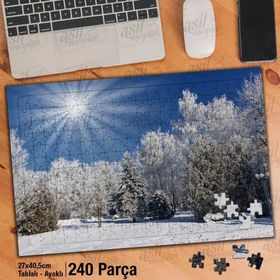 Asil Hobi Kış Güneşi-Kış-Kar-Doğa-Tabiat Yapboz-Ayak Destekli Çerçeveli 240 Parça Puzzle