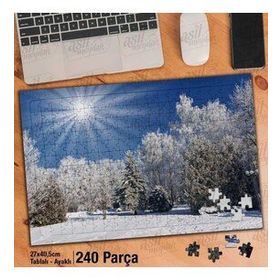 Asil Hobi Kış Güneşi-Kış-Kar-Doğa-Tabiat Yapboz-Ayak Destekli Çerçeveli 240 Parça Puzzle