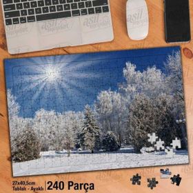 Asil Hobi Kış Güneşi-Kış-Kar-Doğa-Tabiat Yapboz-Ayak Destekli Çerçeveli 240 Parça Puzzle