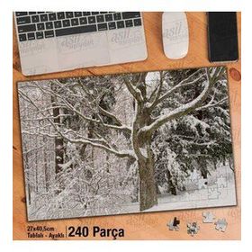 Asil Hobi Kış-Kar-Ağaç-Mevsim-Doğa-Manzar Yapboz-Ayak Destekli Çerçeveli 240 Parça Puzzle