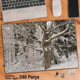 Asil Hobi Kış-Kar-Ağaç-Mevsim-Doğa-Manzar Yapboz-Ayak Destekli Çerçeveli 240 Parça Puzzle