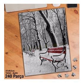 Asil Hobi Kış-Kar-Bank-Ağaçlar-Mevsim-Doğa Yapboz-Ayak Destekli Çerçeveli 240 Parça Puzzle