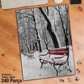 Asil Hobi Kış-Kar-Bank-Ağaçlar-Mevsim-Doğa Yapboz-Ayak Destekli Çerçeveli 240 Parça Puzzle