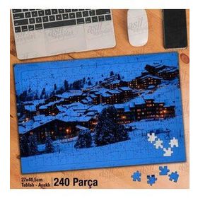 Asil Hobi Kış-Kar-Gece-Manzara-Doğa Yapboz-Ayak Destekli Çerçeveli 240 Parça Puzzle