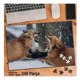Asil Hobi Kış-Kar-Orman-Tilki-Vahşi Hayvan Yapboz-Ayak Destekli Çerçeveli 240 Parça Puzzle