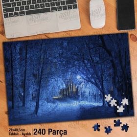 Asil Hobi Kış-Karlı Orman Yolu-Doğa-Manzara Yapboz-Ayak Destekli Çerçeveli 240 Parça Puzzle
