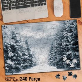 Asil Hobi Kış-Karlı Orman Yolu-Doğa-Manzara Yapboz-Ayak Destekli Çerçeveli 240 Parça Puzzle