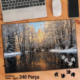 Asil Hobi Kış-Manzara-Ağaçlar-Göl-Doğa Yapboz-Ayak Destekli Çerçeveli 240 Parça Puzzle