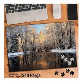 Asil Hobi Kış-Manzara-Ağaçlar-Göl-Doğa Yapboz-Ayak Destekli Çerçeveli 240 Parça Puzzle