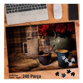 Asil Hobi Kış-Soğuk-Eldivenler-Kupa-Kahve Yapboz-Ayak Destekli Çerçeveli 240 Parça Puzzle