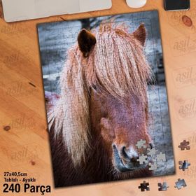 Asil Hobi Kısrak-At-Sevimli Hayvan-Doğa Yapboz-Ayak Destekli Çerçeveli 240 Parça Puzzle