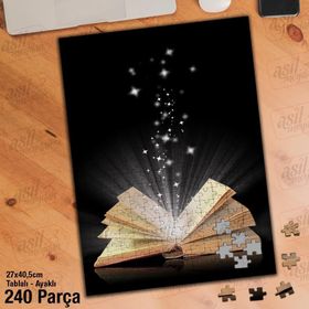 Asil Hobi Kitap-Bilgi-Işıltı-Siyah Zemin Yapboz-Ayak Destekli Çerçeveli 240 Parça Puzzle